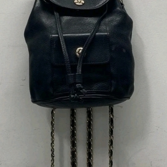 Dylan Kain Romy Black Leather Mini Backpack with Gold Accents - Picture 2 of 6